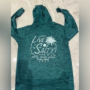 Unisex, sun protection, long sleeve blue hoodie by Banana Boat.  SPF 50+ Medium.